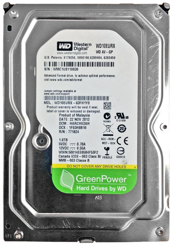 WD10EURX Western Digital AV-GP 1TB 5400RPM SATA 6Gbps 64MB Cache 3.5-inch Internal Hard Drive