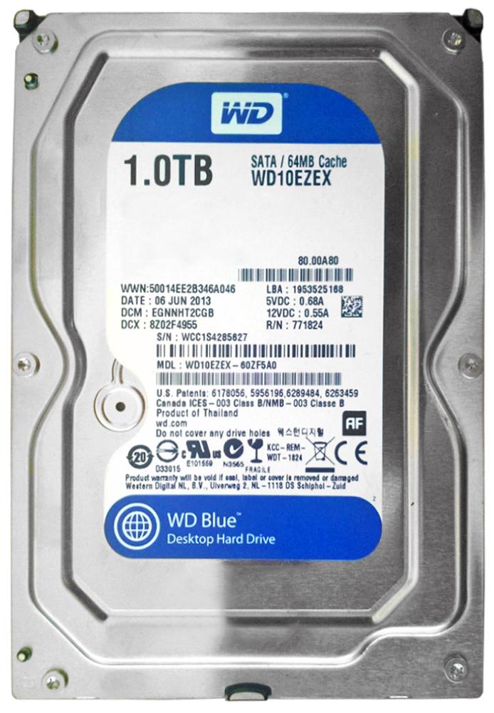 WD10EZEX-60ZF5A0 Western Digital Caviar Blue 1TB 7200RPM SATA 6Gbps 64MB Cache 3.5-inch Internal Hard Drive
