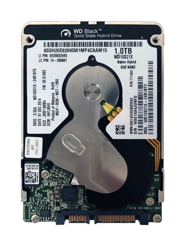 WD10S21X-24R1BTO Western Digital Black SSHD 1TB 5400RPM SATA 6Gbps 16MB Cache 8GB NAND SSD 2.5-inch Internal Hybrid Hard Drive