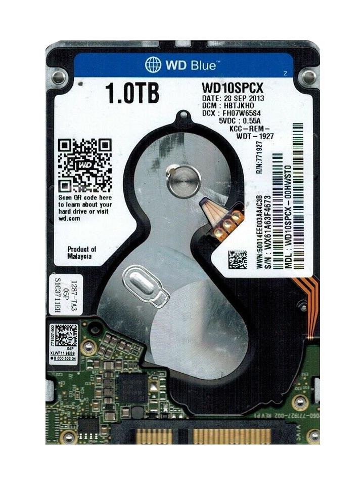 WD10SPCX-OOHWSTO Western Digital Blue 1TB 5400RPM SATA 6Gbps 16MB Cache 2.5-inch Internal Hard Drive