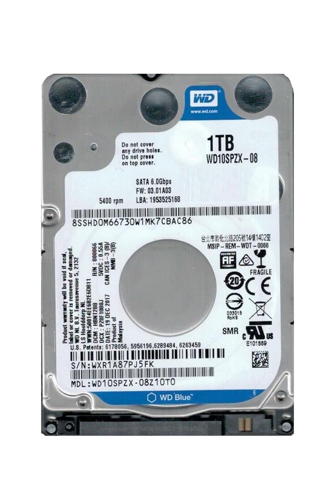 WD10SPZX-08Z10T0 Western Digital Blue 1TB 5400RPM SATA 6Gbps 128MB Cache 2.5-inch Internal Hard Drive