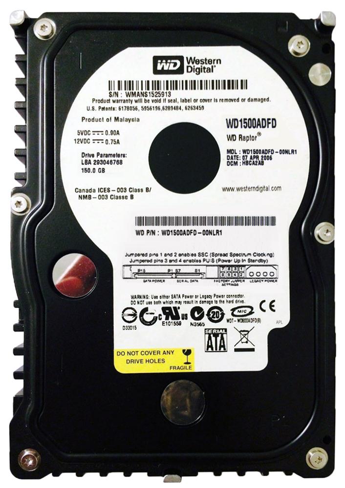 WD1500ADFD-00NLR1 Western Digital Raptor 150GB 10000RPM SATA 1.5Gbps 16MB Cache 3.5-inch Internal Hard Drive