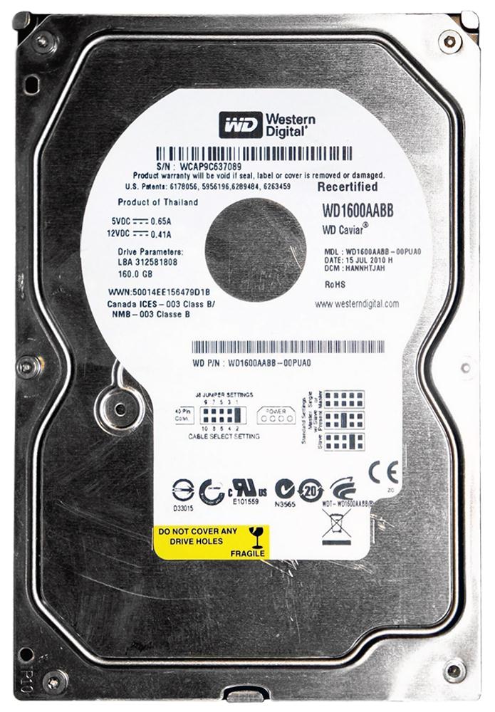 WD1600AABB Western Digital Caviar 160GB 7200RPM ATA-100 2MB Cache 3.5-inch Internal Hard Drive