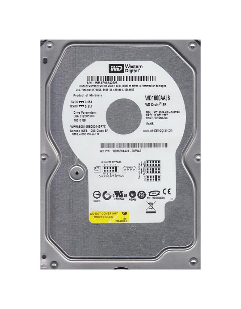 WD1600AAJB-00PVA0 Western Digital Caviar Blue 160GB 7200RPM ATA-100 8MB Cache 3.5-inch Internal Hard Drive