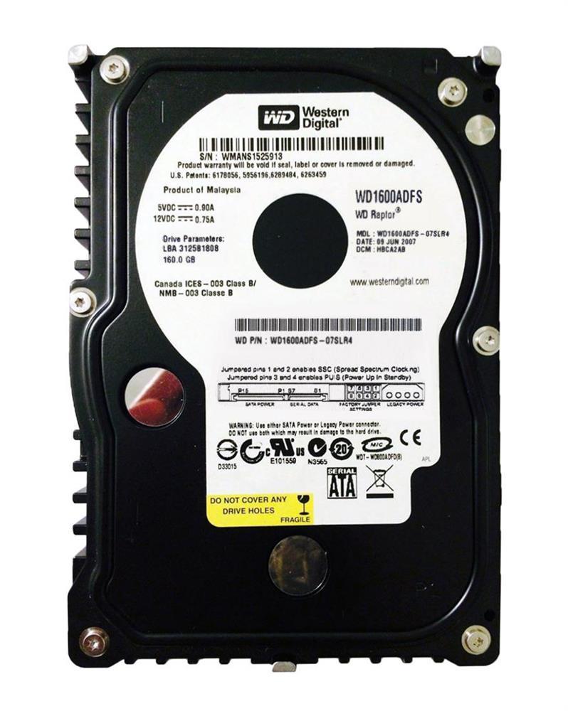 WD1600ADFS-75SLR2-PC Western Digital Raptor 160GB 10000RPM SATA 3Gbps 16MB Cache 3.5-inch Internal Hard Drive