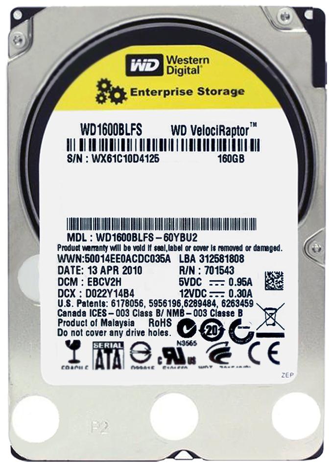 WD1600BLFS-60YBU2 Western Digital VelociRaptor 160GB 10000RPM SATA 3Gbps 16MB Cache 3.5-inch Internal Hard Drive