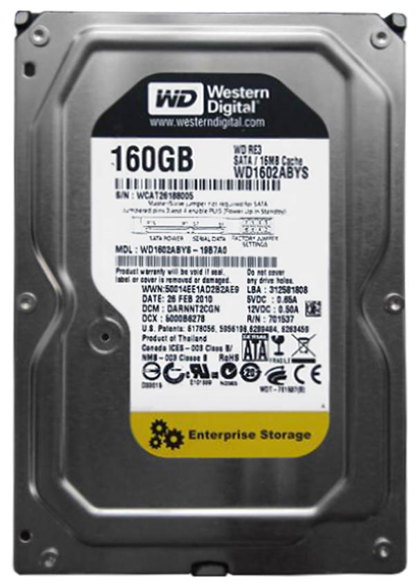 WD1602ABYS-19B7A0 Western Digital Enterprise 160GB 7200RPM SATA 3Gbps 16MB Cache 3.5-inch Internal Hard Drive