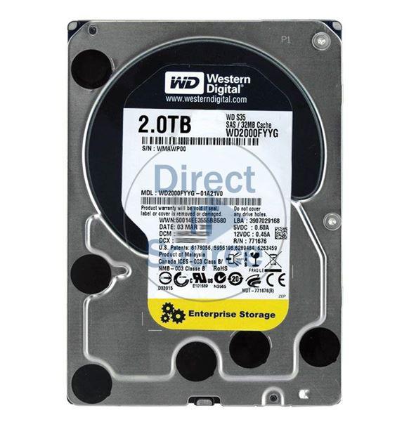 WD2000FYYG-O1A21VO Western Digital RE 2TB 7200RPM SAS 6Gbps 32MB Cache 3.5-inch Internal Hard Drive