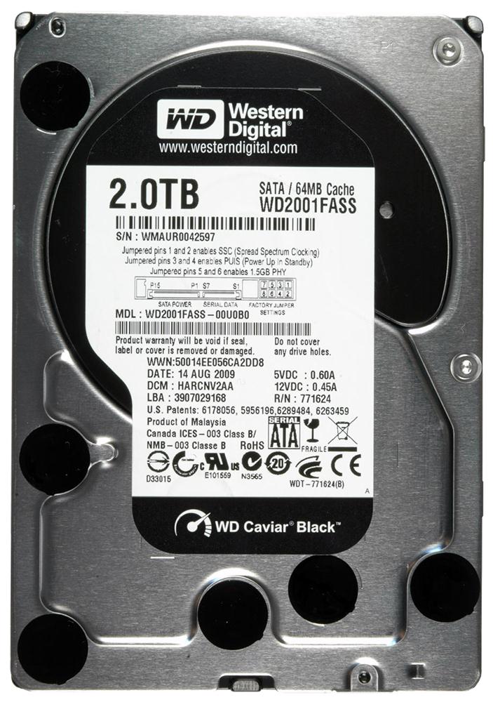 WD2001FASS Western Digital Caviar Black 2TB 7200RPM SATA 3Gbps 64MB Cache 3.5-inch Internal Hard Drive