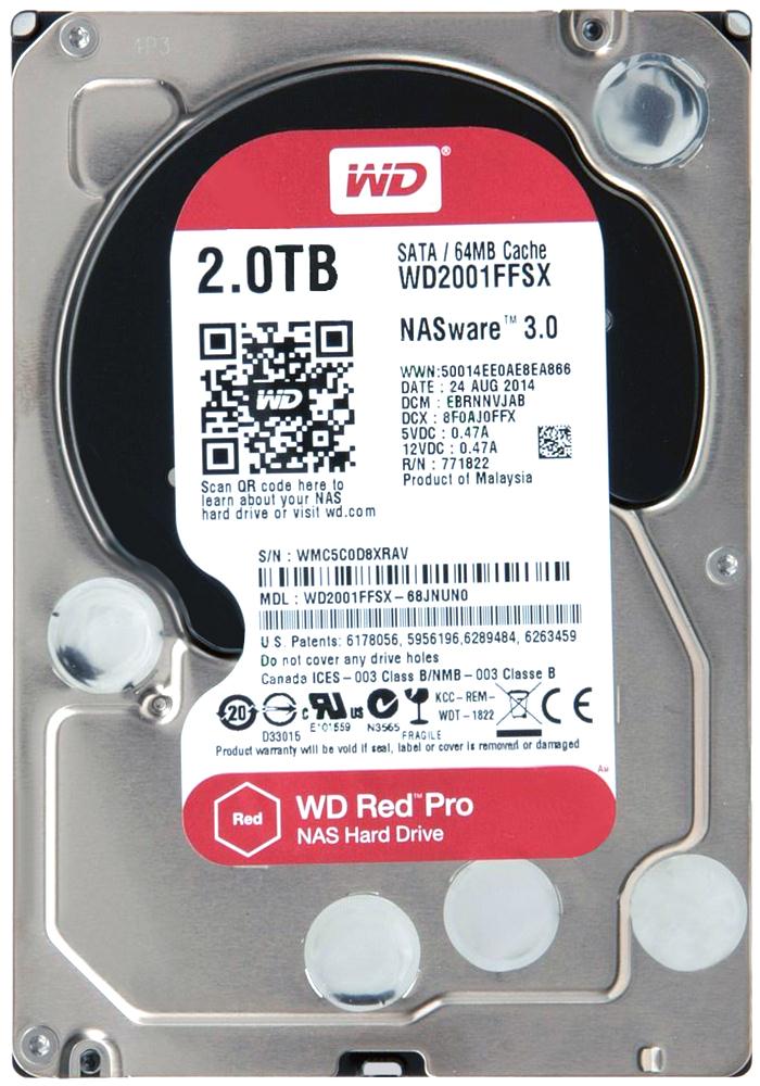 WD2001FFSX-68JNUN0 Western Digital Red Pro 2TB 7200RPM SATA 6Gbps 64MB Cache 3.5-inch Internal Hard Drive