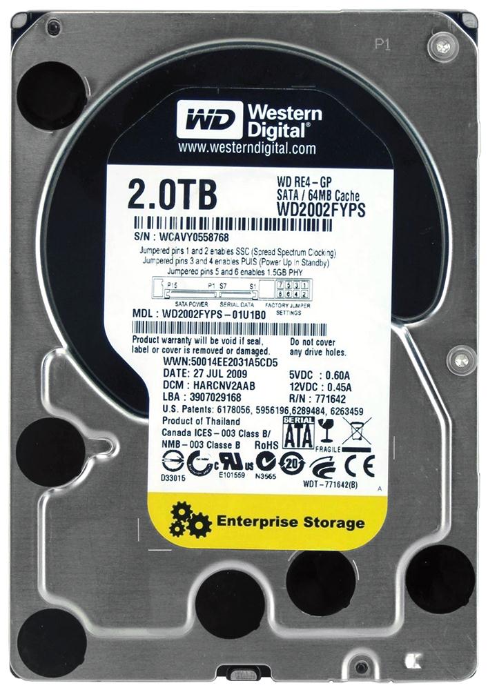 WD2002FYPS Western Digital Enterprise RE4-GP 2TB 5400RPM SATA 3Gbps 64MB Cache 3.5-inch Internal Hard Drive