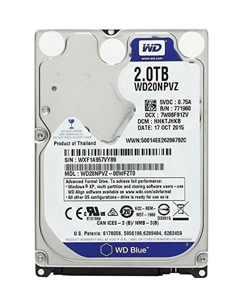 WD20NPVZ-50PK Western Digital Blue 2TB 5200RPM SATA 6Gbps 8MB Cache 2.5-inch Internal Hard Drive (50-Pack)