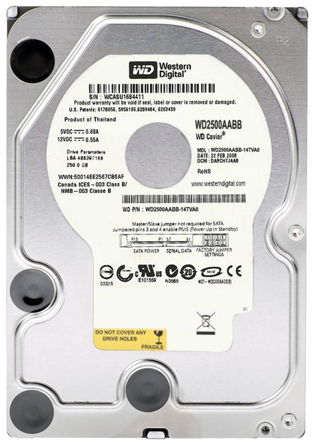 WD2500AABB-14TVA0 Western Digital Caviar Blue 250GB 7200RPM ATA-100 2MB Cache 3.5-inch Internal Hard Drive