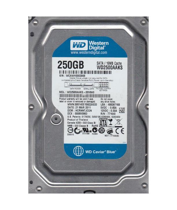 WD2500AAKS-00V6A0 Western Digital Caviar Blue 250GB 7200RPM SATA 3Gbps 16MB Cache 3.5-inch Internal Hard Drive