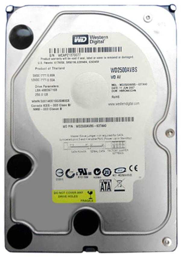 WD2500AVBS Western Digital AV 250GB 7200RPM SATA 3Gbps 2MB Cache 3.5-inch Internal Hard Drive