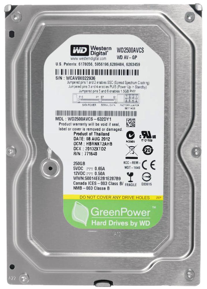 WD2500AVCS Western Digital AV-GP 250GB 5400RPM SATA 3Gbps 16MB Cache 3.5-inch Internal Hard Drive