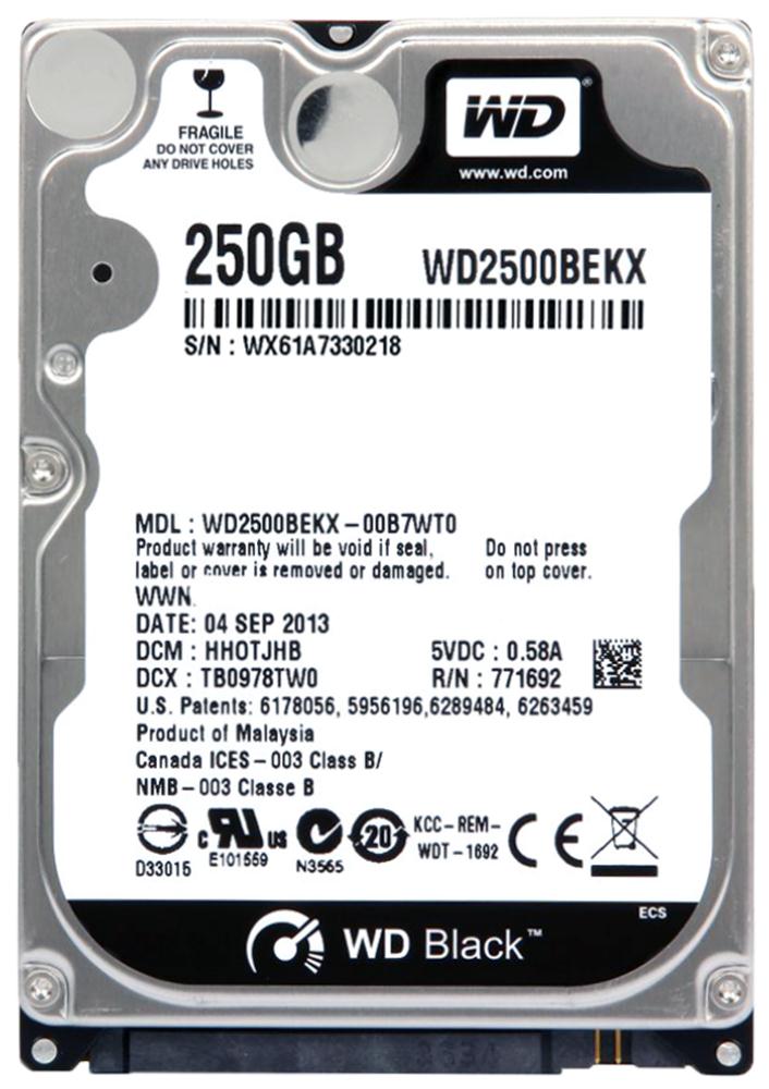 WD2500BEKX-00B7WT0 Western Digital Black 250GB 7200RPM SATA 6Gbps 16MB Cache 2.5-inch Internal Hard Drive