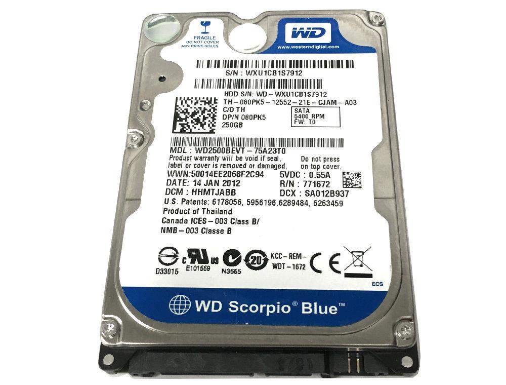 WD2500BEVT-22A23T0 Western Digital Scorpio Blue 250GB 5400RPM SATA 3Gbps 8MB Cache 2.5-inch Internal Hard Drive