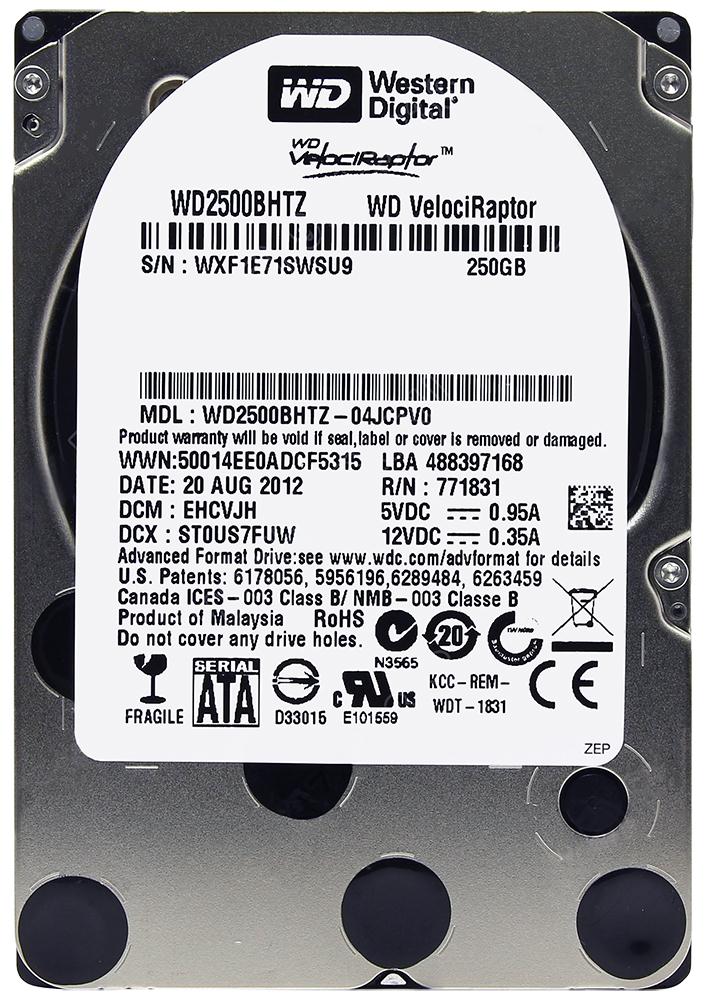WD2500BHTZ-04JCPV0 Western Digital VelociRaptor 250GB 10000RPM SATA 6Gbps 64MB Cache 2.5-inch Internal Hard Drive