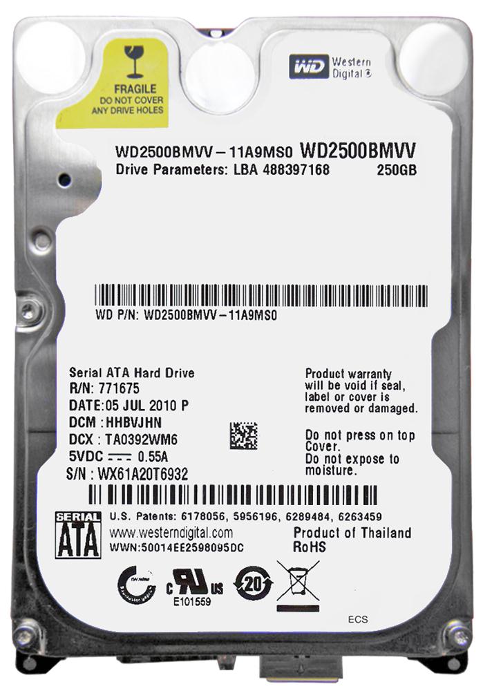 WD2500BMVV Western Digital 250GB 5400RPM USB 2.0 2.5-inch Internal Hard Drive