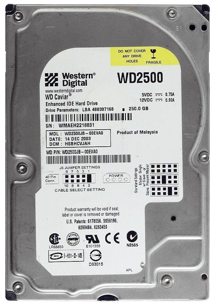 WD2500JD Western Digital Caviar Blue 250GB 7200RPM SATA 1.5Gbps 8MB Cache 3.5-inch Internal Hard Drive