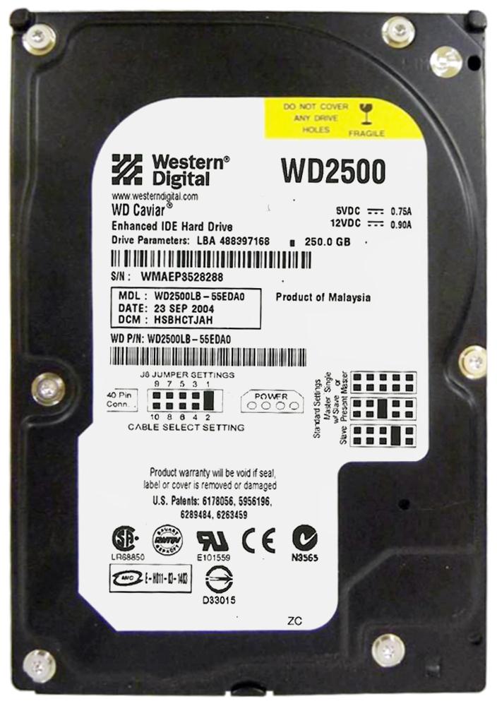 WD2500LB Western Digital Caviar Blue 250GB 7200RPM ATA-100 2MB Cache 3.5-inch Internal Hard Drive
