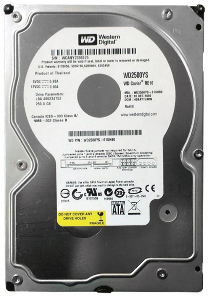 WD2500YS-01SHB0 Western Digital RE 250GB 7200RPM SATA 3Gbps 16MB Cache 3.5-inch Internal Hard Drive