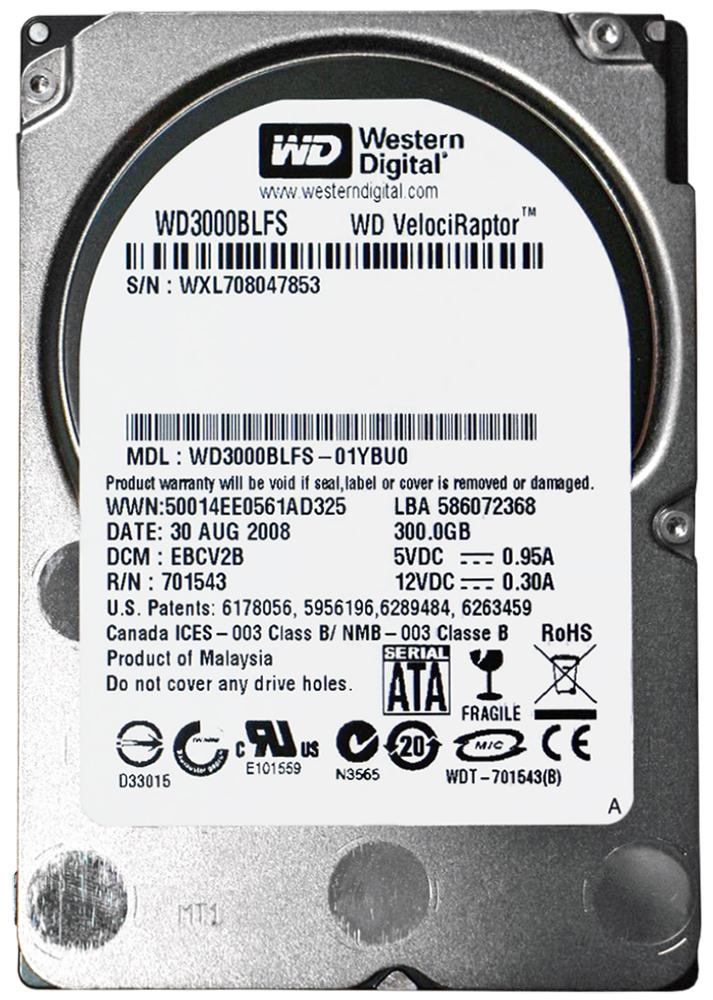 WD3000BLFS-01YBU0 Western Digital VelociRaptor 300GB 10000RPM SATA 3Gbps 16MB Cache 2.5-inch Internal Hard Drive