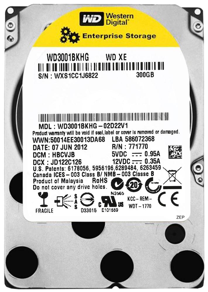 WD3001BKHG-02D22V1 Western Digital Xe 300GB 10000RPM SAS 6Gbps 32MB Cache 2.5-inch Internal Hard Drive