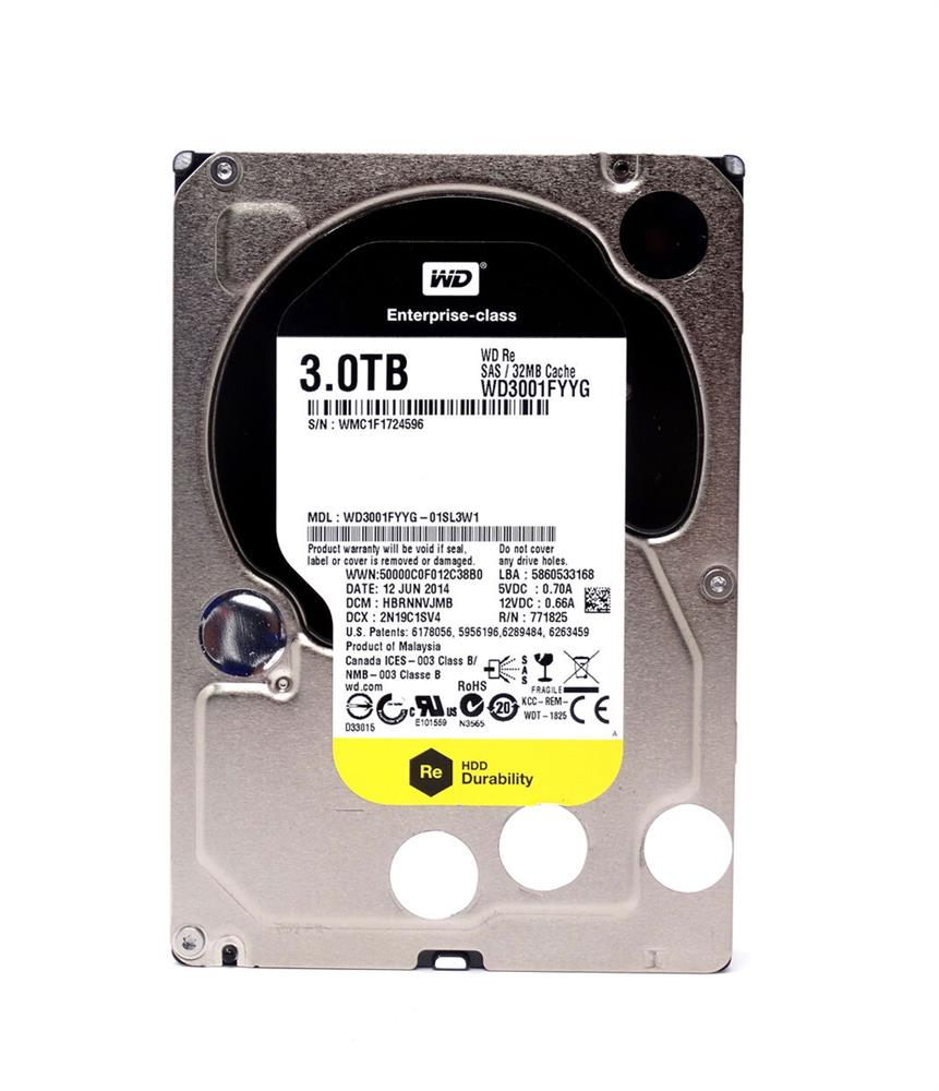 WD3001FYYG-01SL3W1 Western Digital RE 3TB 7200RPM SAS 6Gbps 32MB Cache 3.5-inch Internal Hard Drive