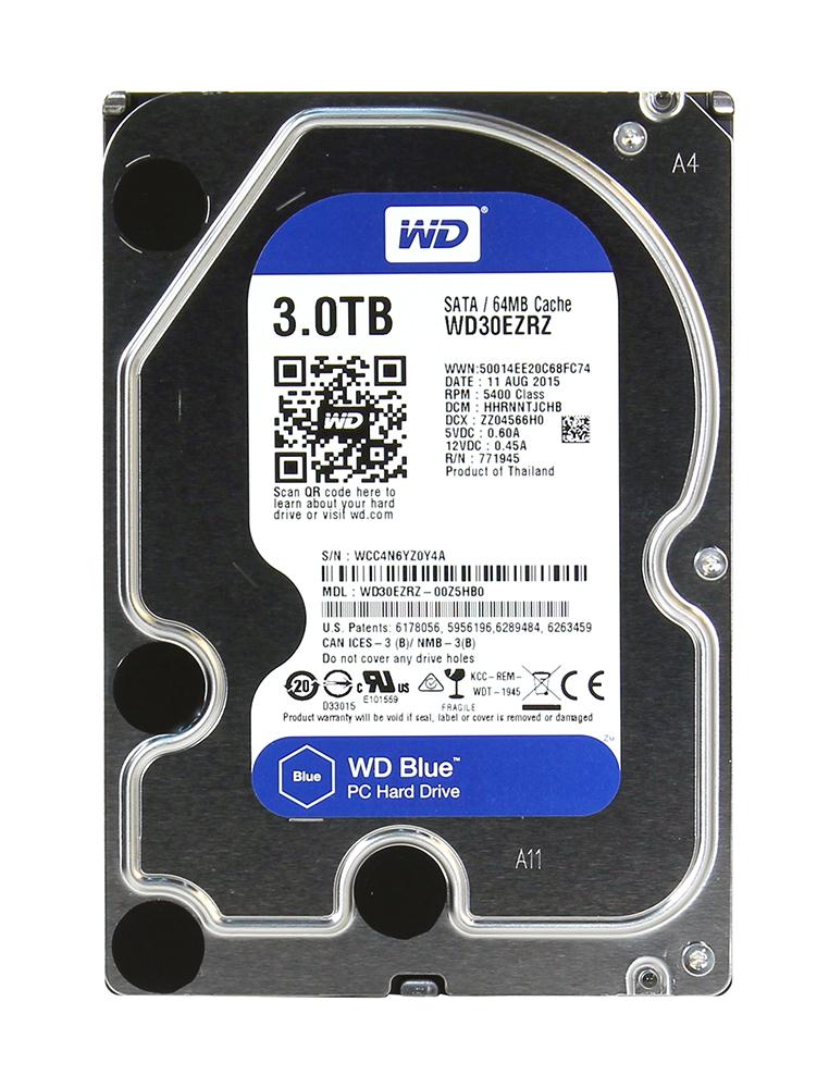 WD30EZRZ-00Z5HB0 Western Digital Blue 3TB 5400RPM SATA 6Gbps 64MB Cache 3.5-inch Internal Hard Drive