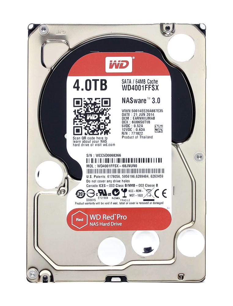 WD4001FFSX-68JNUN0 Western Digital Red Pro 4TB 7200RPM SATA 6Gbps 64MB Cache 3.5-inch Internal Hard Drive