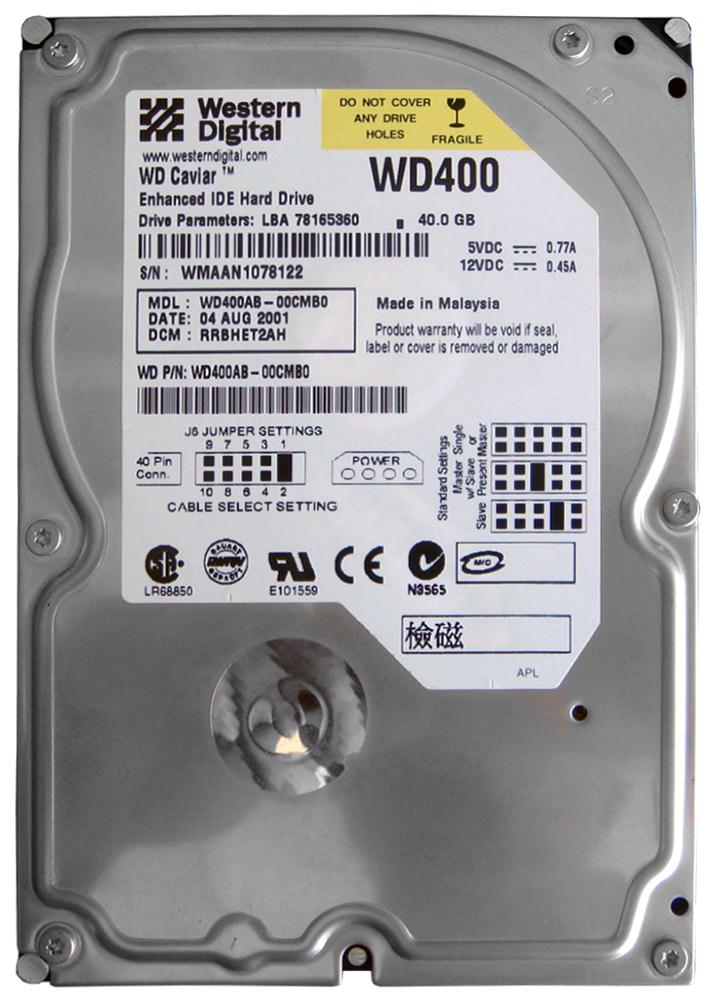 WD400AB Western Digital Caviar 40GB 5400RPM ATA-100 2MB Cache 3.5-inch Internal Hard Drive