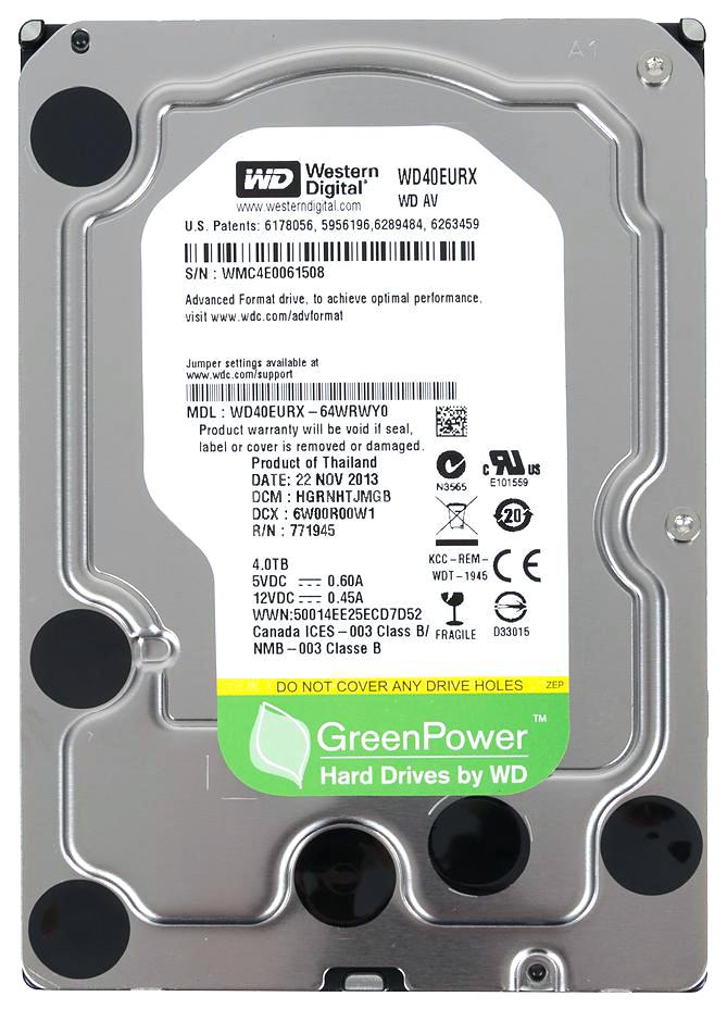 WD40EURX Western Digital AV 4TB 5400RPM SATA 6Gbps 64MB Cache 3.5-inch Internal Hard Drive