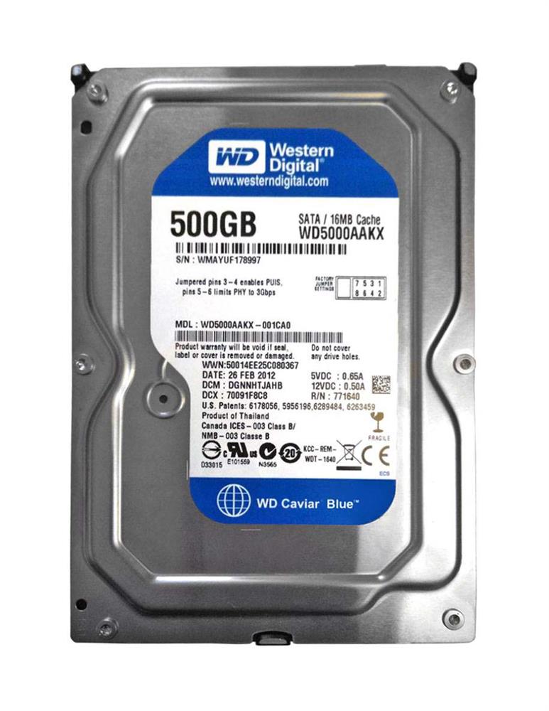 WD5000AAKX Western Digital Caviar Blue 500GB 7200RPM SATA 6Gbps 16MB Cache 3.5-inch Internal Hard Drive