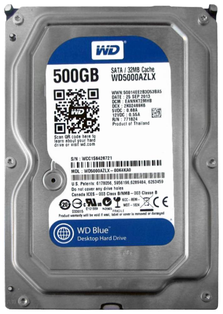 WD5000AZLX-00K4KA0 Western Digital Blue 500GB 7200RPM SATA 6Gbps 32MB Cache 3.5-inch Internal Hard Drive