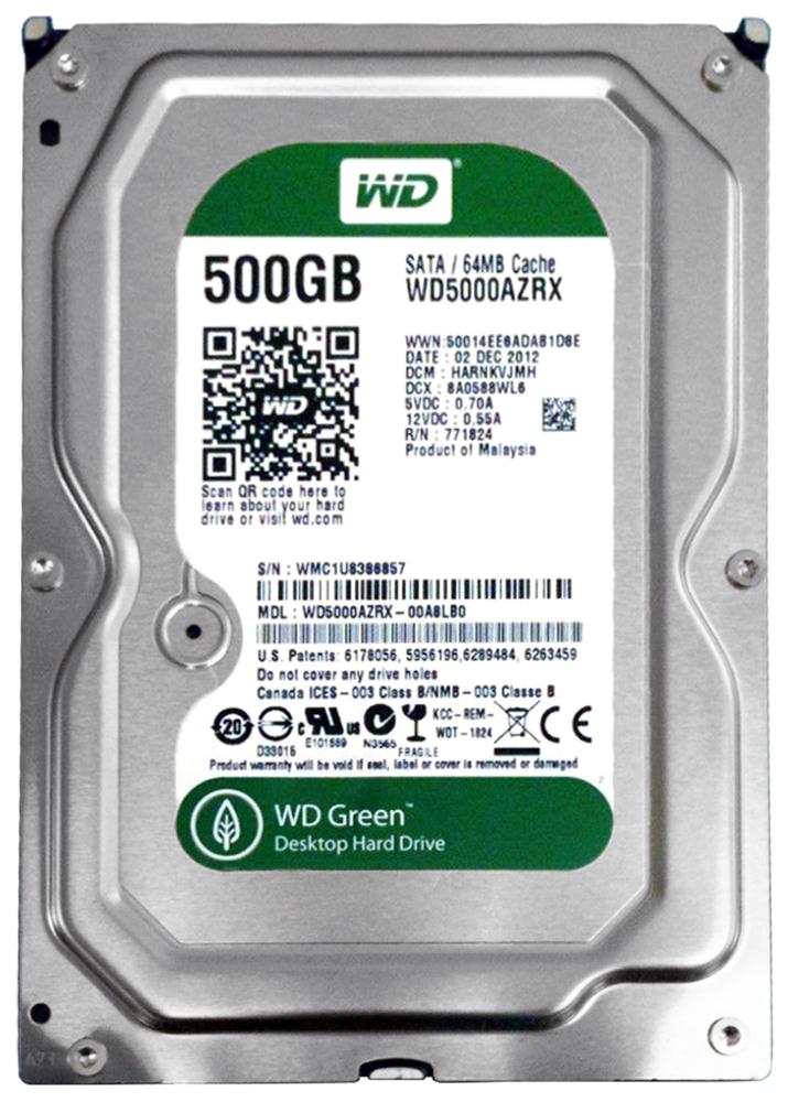 WD5000AZRX-00ASLB0 Western Digital Green 500GB 5400RPM SATA 6Gbps 64MB Cache 3.5-inch Internal Hard Drive