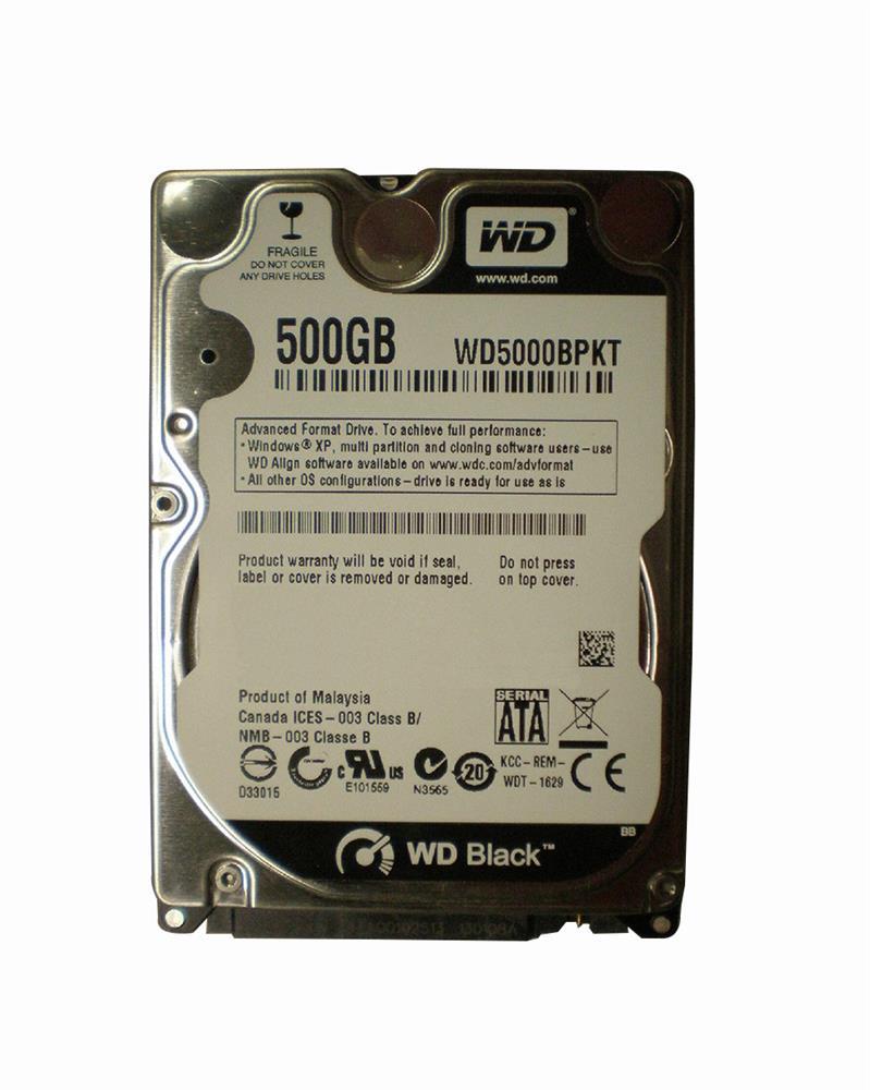 WD5000BPKT-A1 Western Digital Scorpio Black 500GB 7200RPM SATA 3Gbps 16MB Cache 2.5-inch Internal Hard Drive