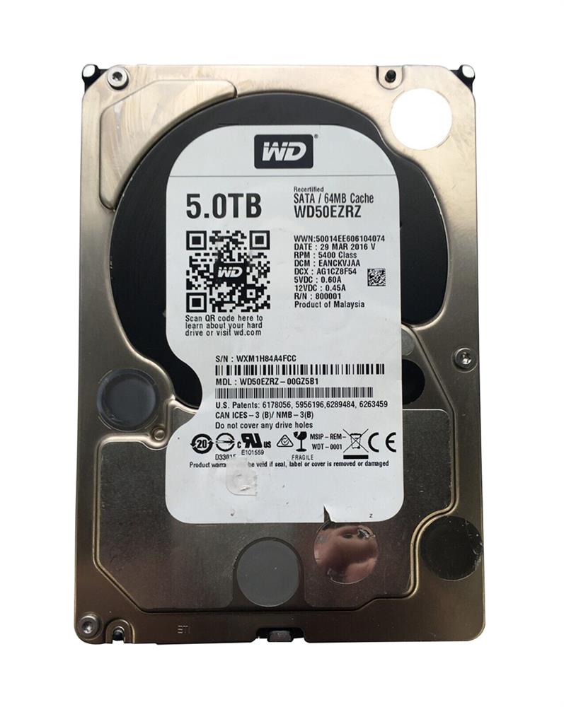 WD50EZRZ-00GZ5B1 Western Digital Blue 5TB 5400RPM SATA 6Gbps 64MB Cache 3.5-inch Internal Hard Drive