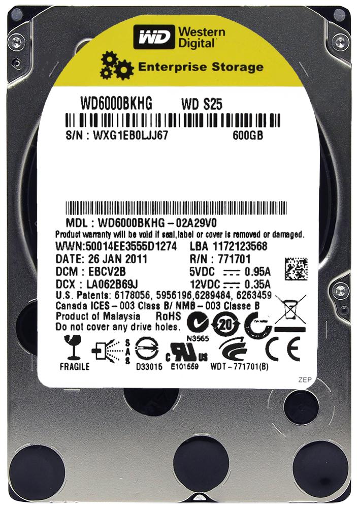 WD6000BKHG-02A29V0 Western Digital S25 600GB 10000RPM SAS 6Gbps 32MB Cache 2.5-inch Internal Hard Drive