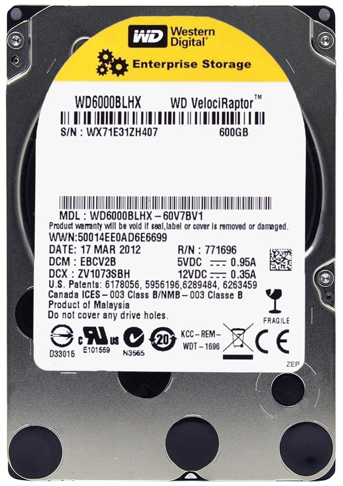 WD6000BLHX Western Digital VelociRaptor 600GB 10000RPM SATA 6Gbps 32MB Cache 2.5-inch Internal Hard Drive