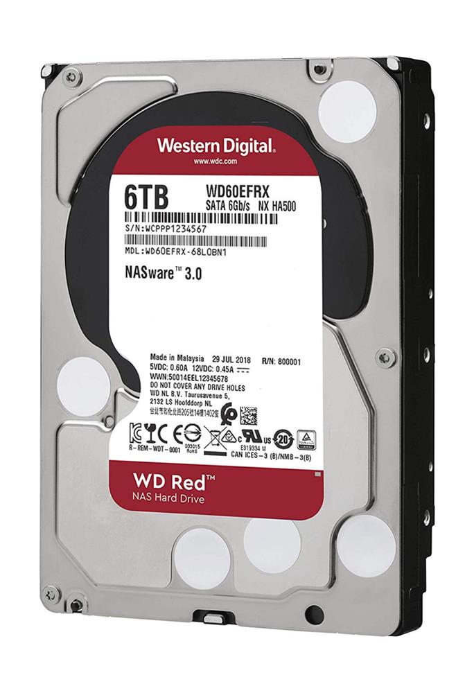 WD60EFRX-68LOBN1 Western Digital Red 6TB 5400RPM SATA 6Gbps 64MB Cache 3.5-inch Internal Hard Drive