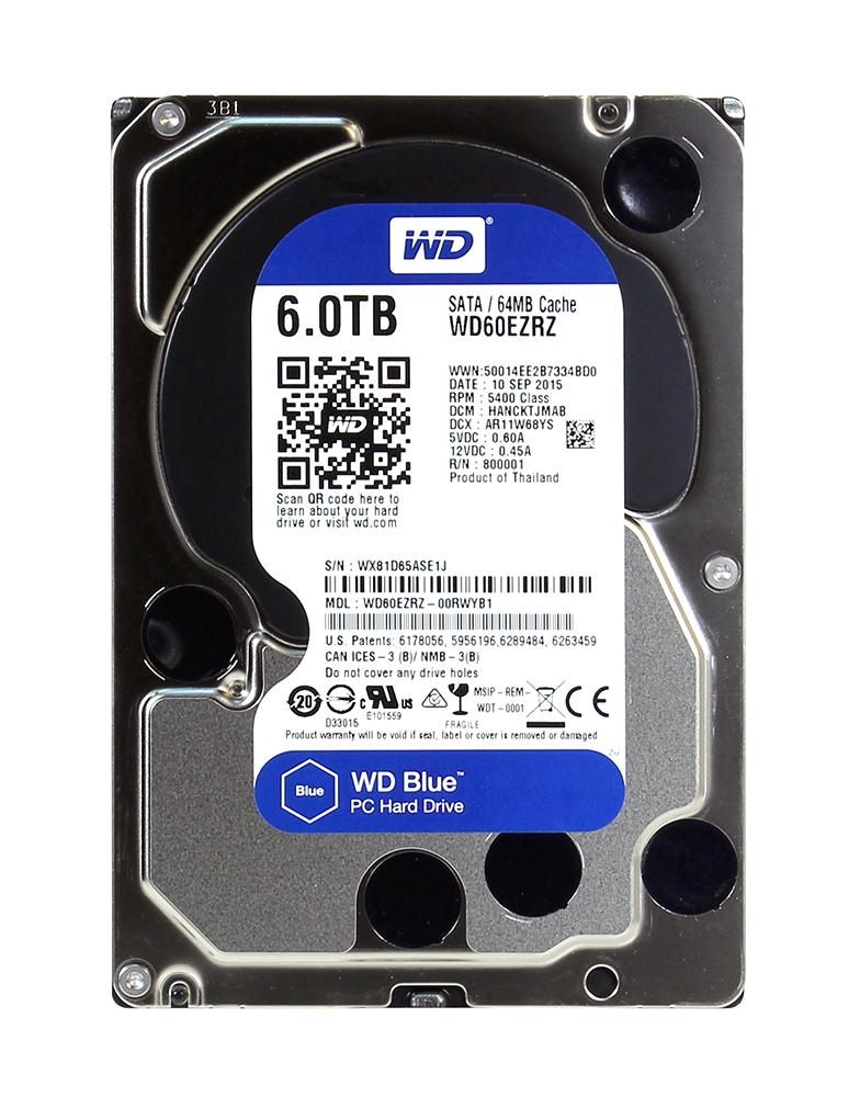 WD60EZRZ Western Digital Blue 6TB 5400RPM SATA 6Gbps 64MB Cache 3.5-inch Internal Hard Drive