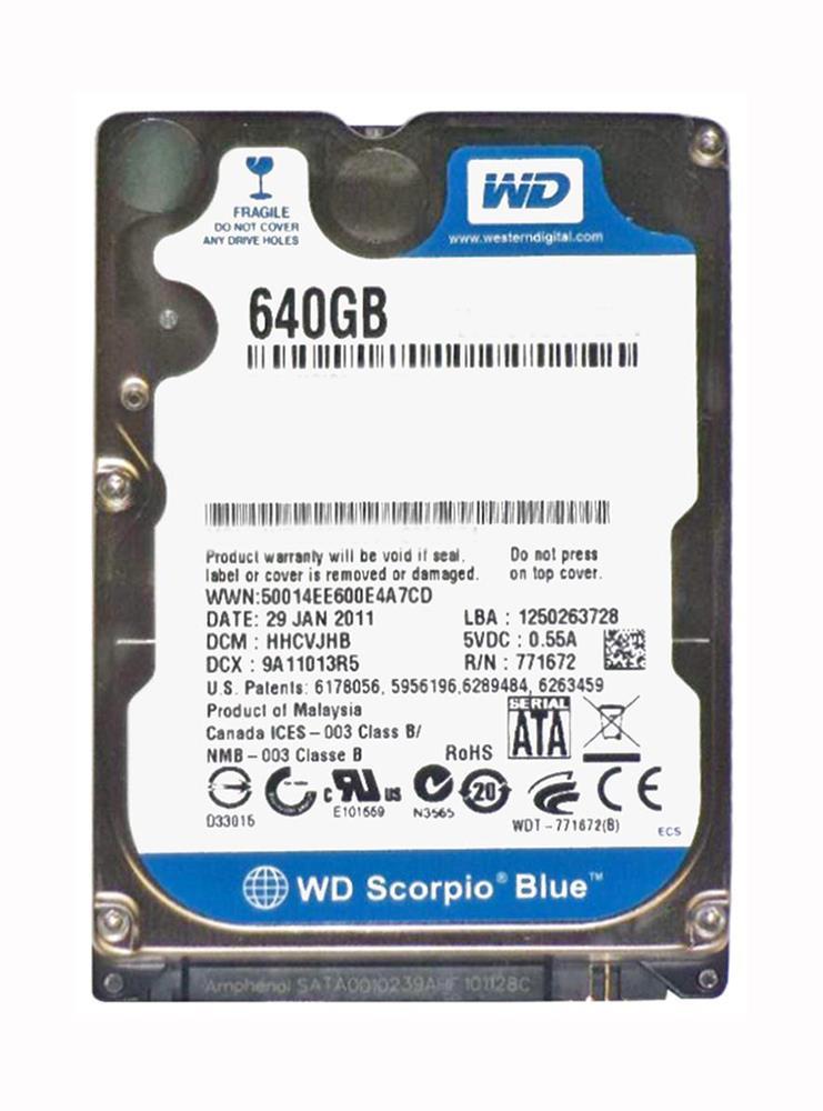 WD6400BEVT-00A0RT0 Western Digital Scorpio Blue 640GB 5400RPM SATA 3Gbps 8MB Cache 2.5-inch Internal Hard Drive