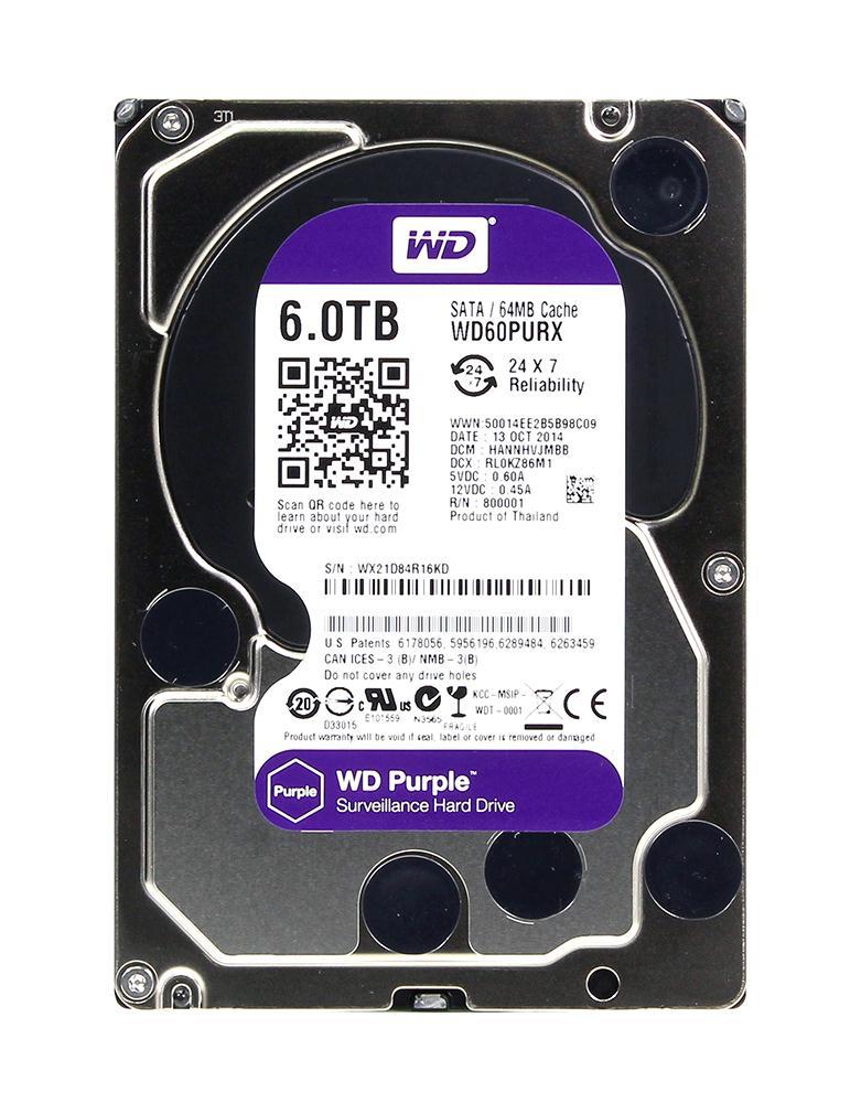 WD6NPURX-64JC5Y0 Western Digital Purple NV 6TB 5400RPM SATA 6Gbps 64MB Cache 3.5-inch Internal Hard Drive
