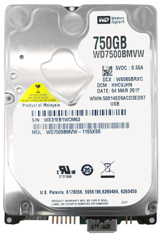 WD7500BMVW-11S5XS0 Western Digital 750GB 5400RPM USB 3.0 2.5-inch Internal Hard Drive