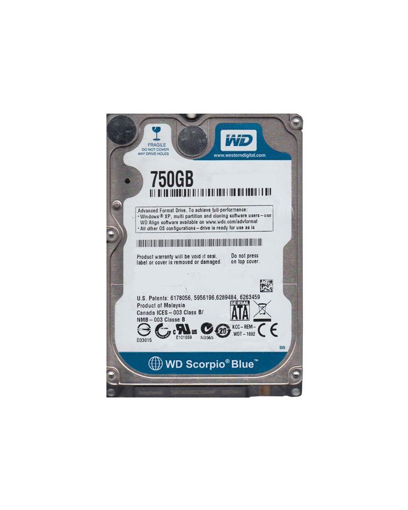 WD7500BPVT-22HXZTl Western Digital Scorpio Blue 750GB 5400RPM SATA 3Gbps 8MB Cache 2.5-inch Internal Hard Drive