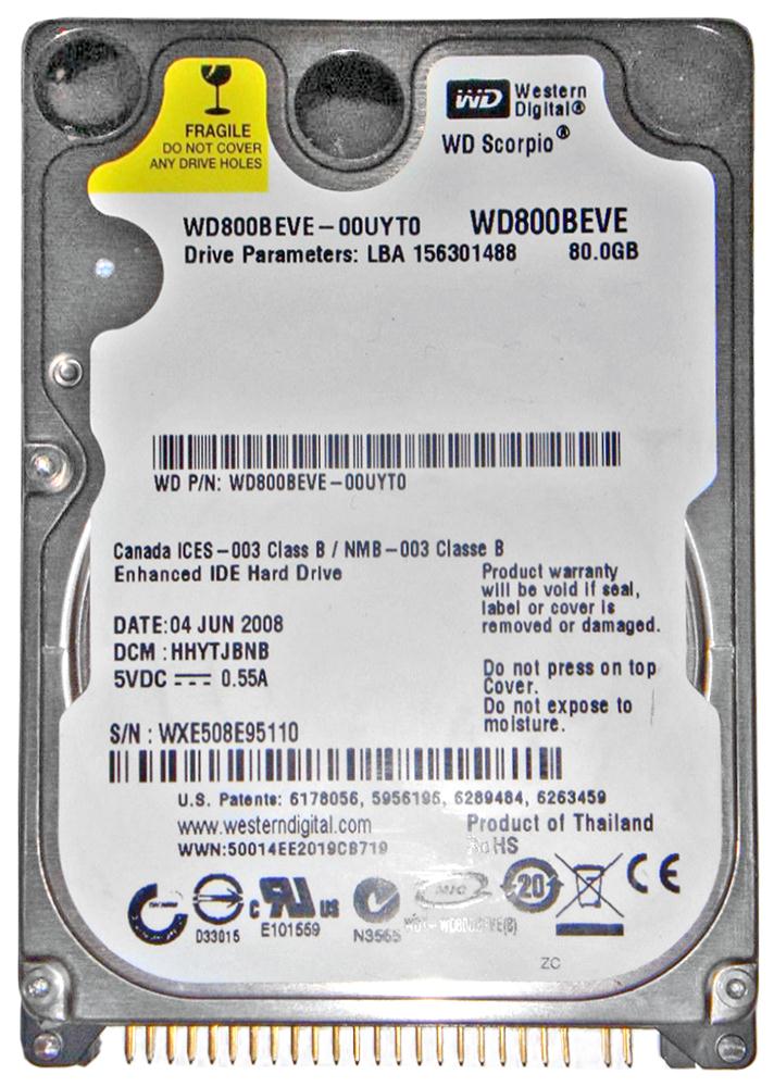 WD800BEVE Western Digital Scorpio Blue 80GB 5400RPM ATA-100 8MB Cache 2.5-inch Internal Hard Drive