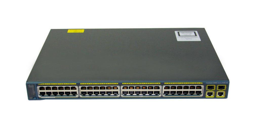 WS-C2960-48PST-L-RF Cisco 48-Ports 10/100/1000Base-T RJ-45 PoE Manageable Layer2 Rack-mountable 1U Switch with 2x Gigabit Ethernet Uplink Ports and 2x SFP Slots (Refurbished)