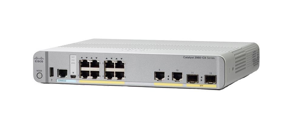 WS-C2960CX-8PC-L-A1 Cisco Catalyst 2960-cx 8-Ports 10/100/1000Base-T RJ-45 PoE+ USB Manageable Layer2 Desktop, Rack-mountable and Wall Mountable Switch with 2x Gigabit Ethernet Uplink Ports and 2x SFP Ports (Refurbished)
